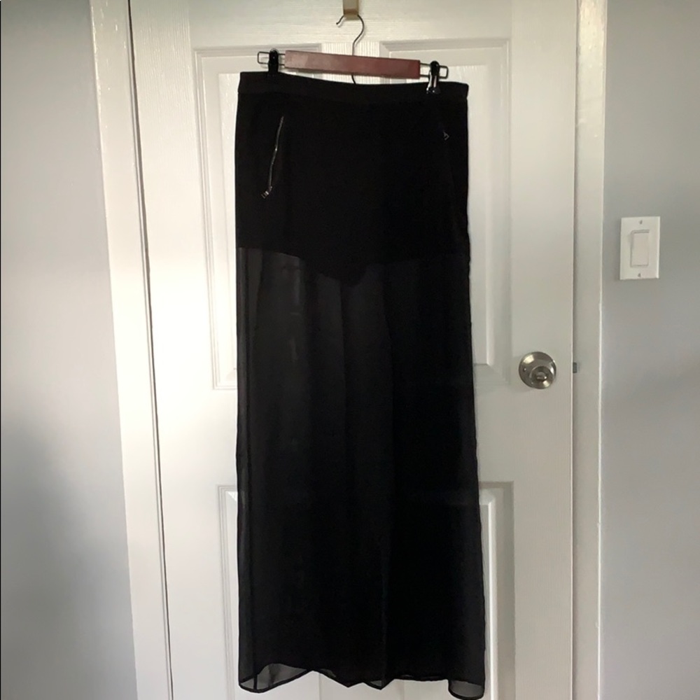 BCBG black short/ sheer maxi skirt